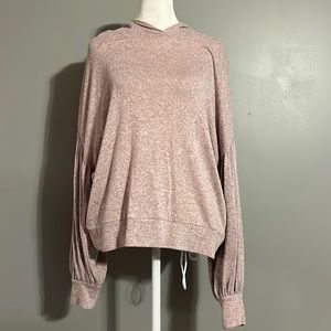 Express Pink Heathered Hooded Top, Size Medium